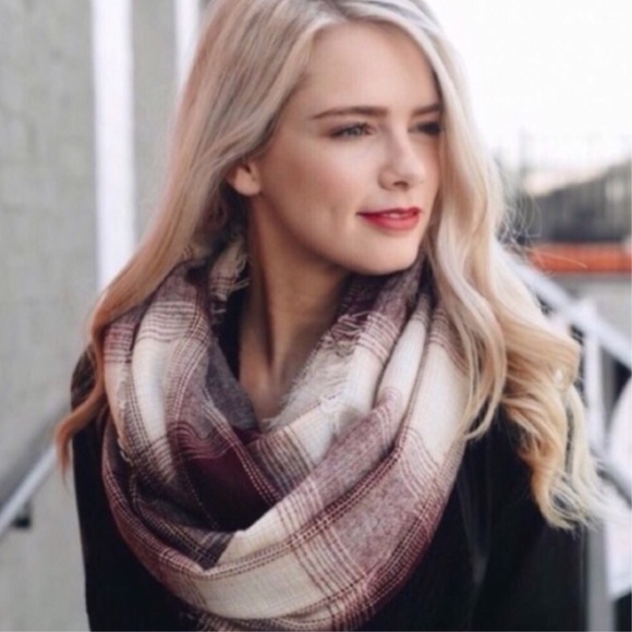 Accessories - Burgundy Plaid Infinity Scarf Accessories - Burgundy Plaid Infinity Scarf